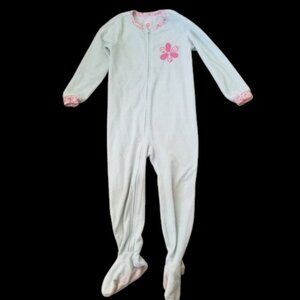 * CARTER’S Blue with Pink Floral Print Fleece Blanket Sleeper Girls Size 3T